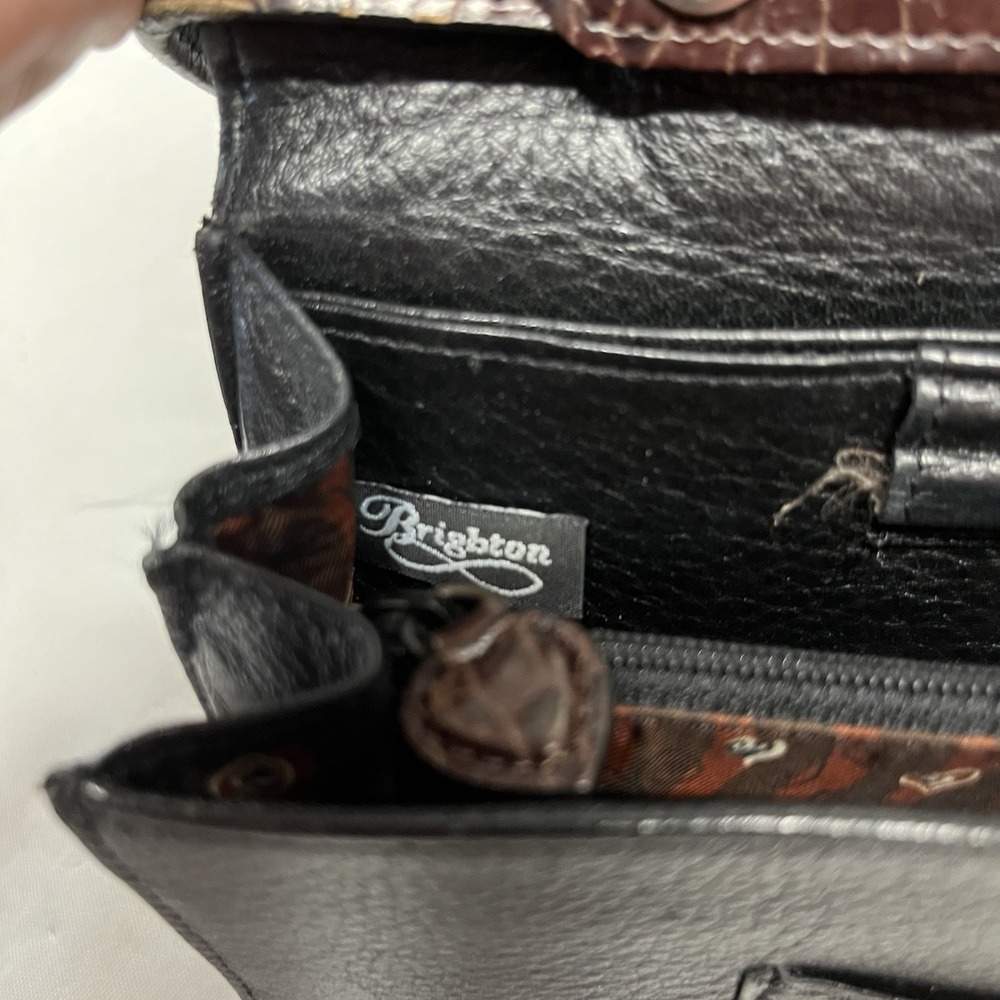 Brighton Brown & Black Croc Leather Crossbody-Shoulder Bag - Picture 13 of 13